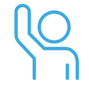 figure with hand raised
